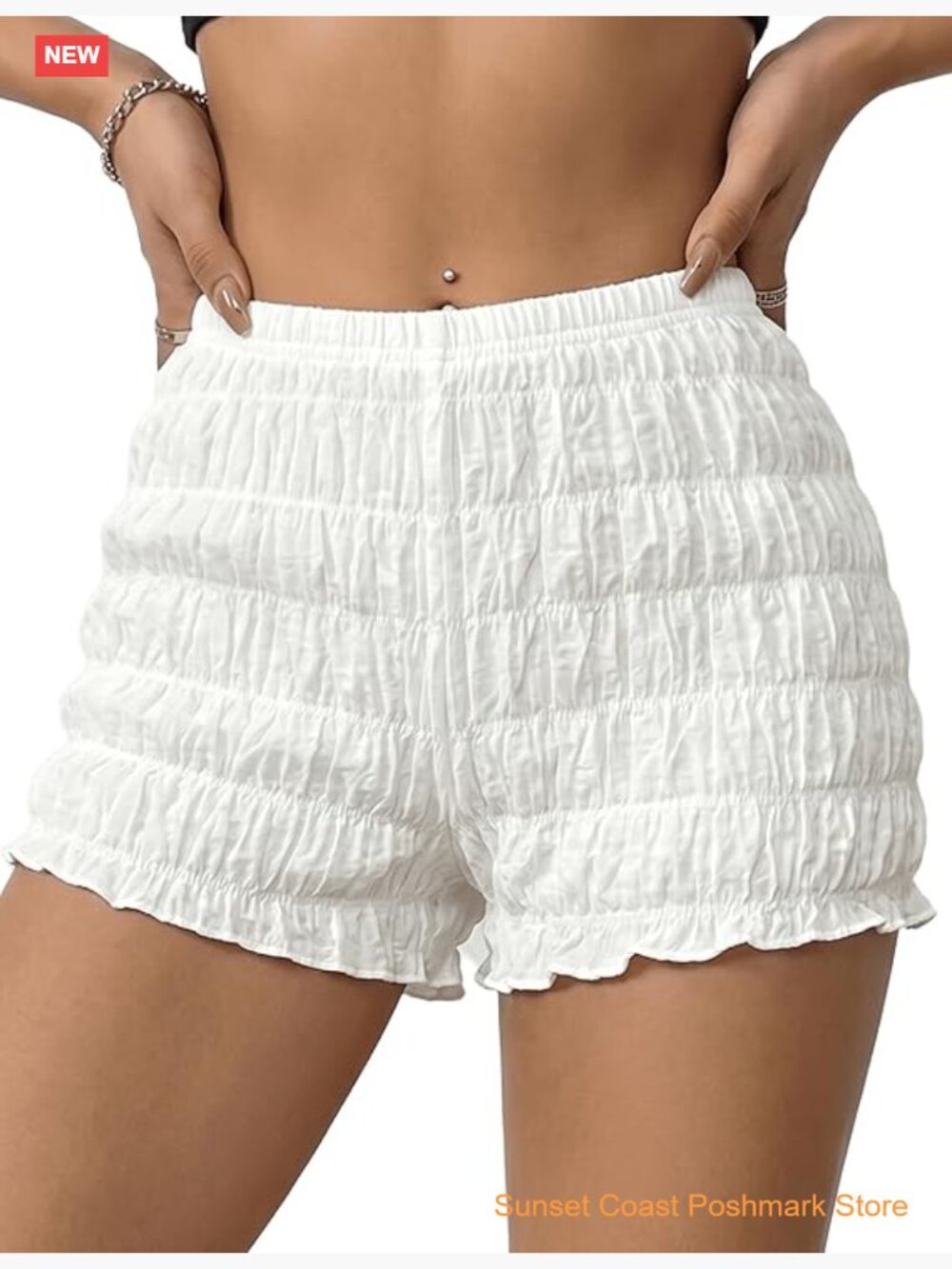 Ruffle Shorts Y2K Elastic Waist Ruched Mini Bloomer Shorts for Beach Music